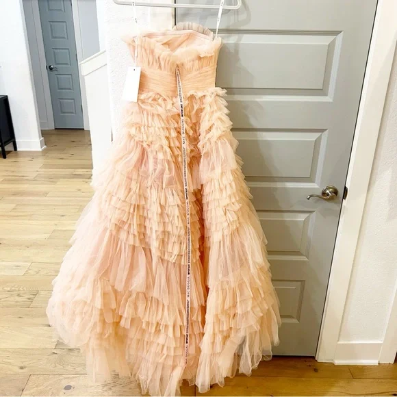 NWT Mac Duggal 20573 Tiered Strapless Tulle A-Line High-Low Gown Anthropologie - Picture 6 of 8